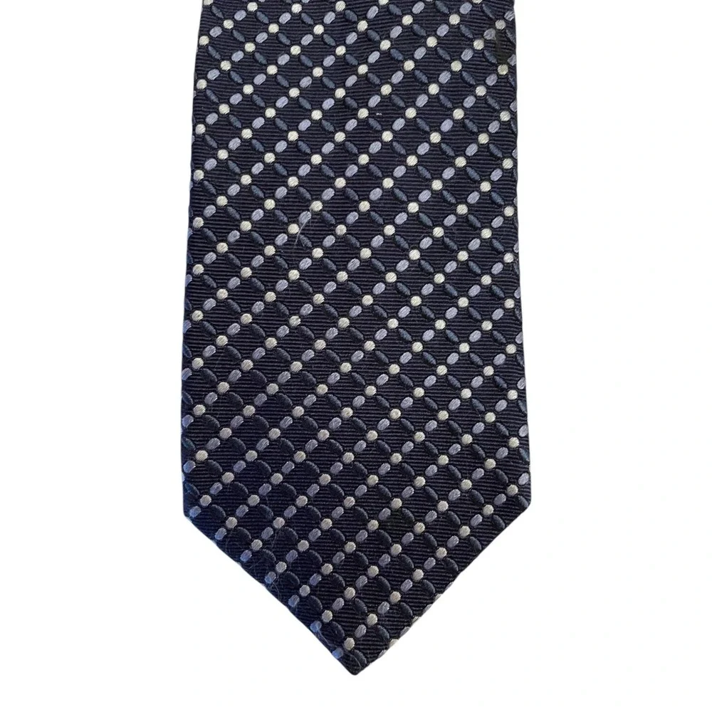 Bolgheri Men's Classic Neck Tie One Size Blue Geometric Print 100% Silk Italy
